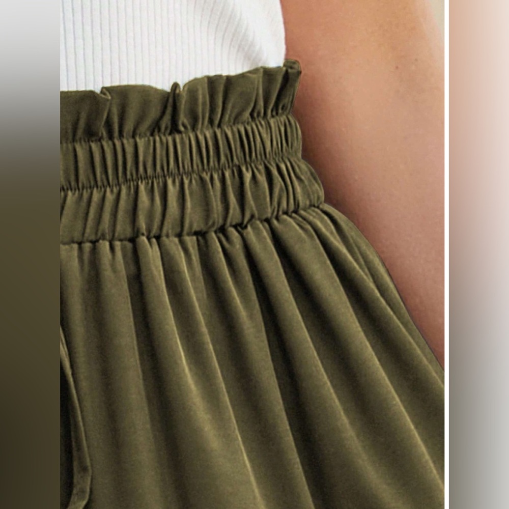 Army Green Boho Tiered Ruched Skirt - Picture 8 of 10